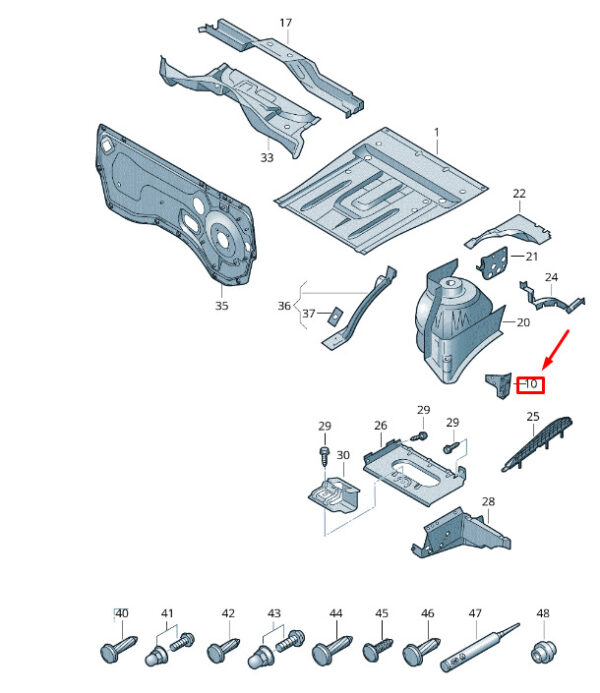 7H0802486 - New VW TRANSPORTER T6 Front Right Strut Dome Cover Reinforcem. 7H0802486