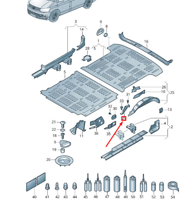 7H0803850A - NEW VW VAN VI T6 REAR RIGHT TORN EYE CLASS 7H0803850A ORIGINAL