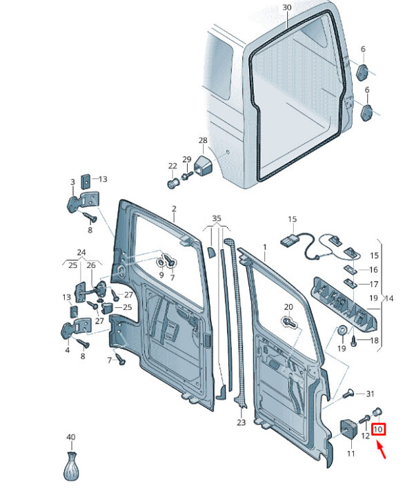 7H0827445 - NEW VW TRANSPORTER VI T6 REAR-WING BELT CATCH INSERT 7H0827445 ORIGINAL