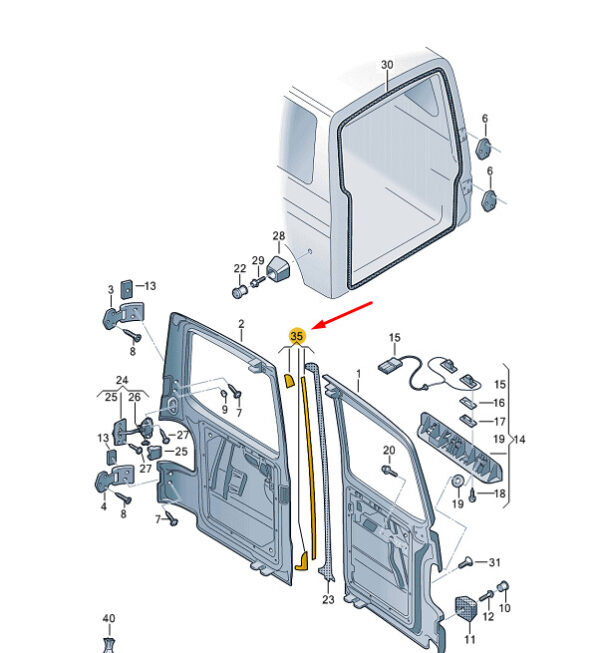 7H0898529A - VW TRANSPORTER VI T6 rear wing door 1 set protective film 7H0898529A NEW ORIGINAL