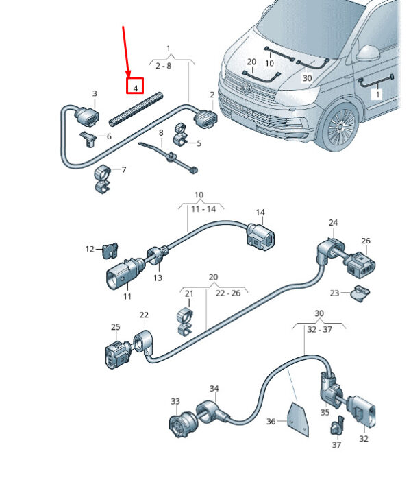 7H0971820 - NEW VW TRANSPORTER VI T6 FUEL PUMP HARNESS PROTECTIVE PIPE 7H0971820 ORIGINAL
