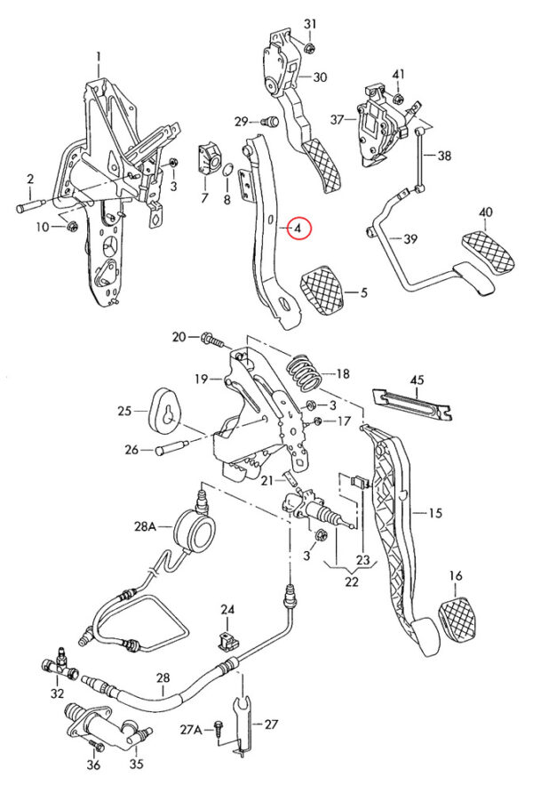 7H1723143 - NEW VW TRANSPORTER T5 LHD BRAKE PEDAL AUTOMATIC TRANSMISSION 7H1723143 ORIGINAL