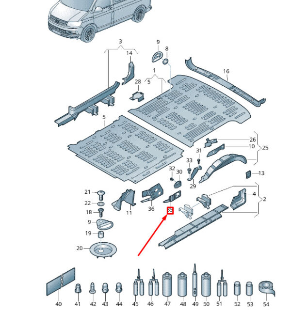7H1803894 - NEW VW VAN VI T6 RIGHT LOWER C SAULEN REINFORCEMENT 7H1803894 ORIGINAL