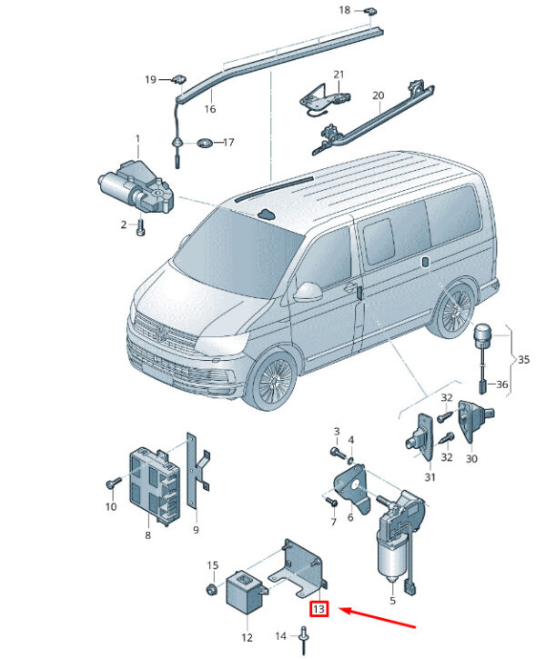 7H1937535D - NEW VW TRANSPORTER VI T6 EL. SLIDING DOOR - SENDER UNIT HOLDER 7H1937535D