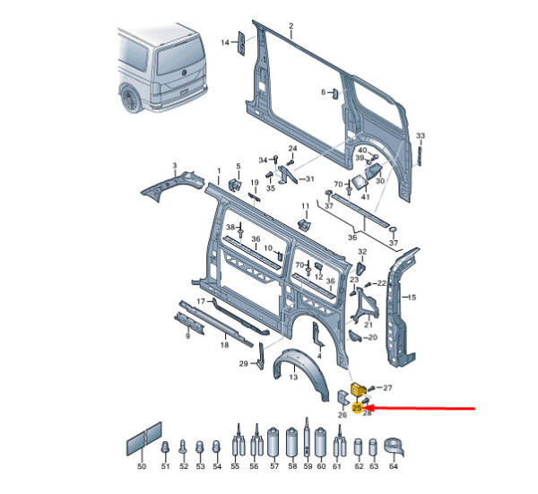 7H3809895A - NEW VW VAN VI T6 REAR LEFT TOWER REINFORCEMENT 7H3809895A ORIGINAL