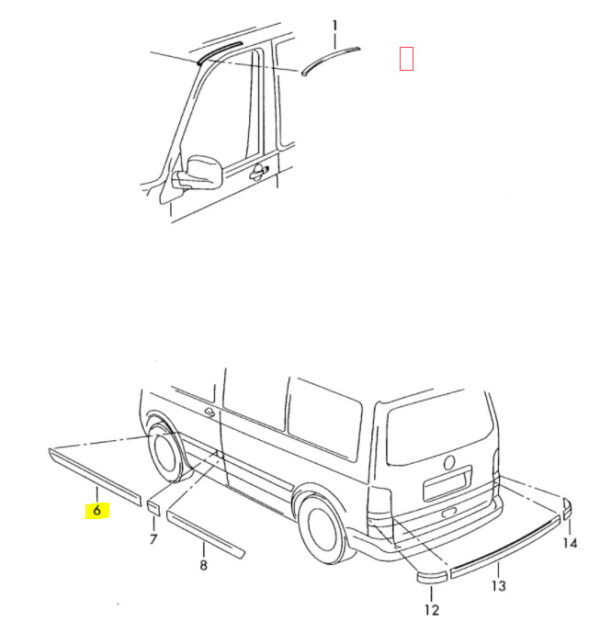 7H5853072BGRU - New Genuine VW TRANSPORTER (2003-2015) Front O/S Right Door Protective Strip OEM