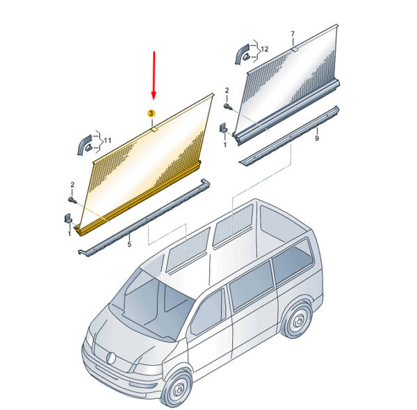 7H5861314D75R - NEW VW TRANSPORTER T5 CENTRE RIGHT WINDOW ROLLER SUN BLIND 7H5861314D75R