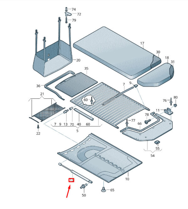 7H7067081 - VW van T6 installation roof double bed gas pressure spring 7H7067081 new original