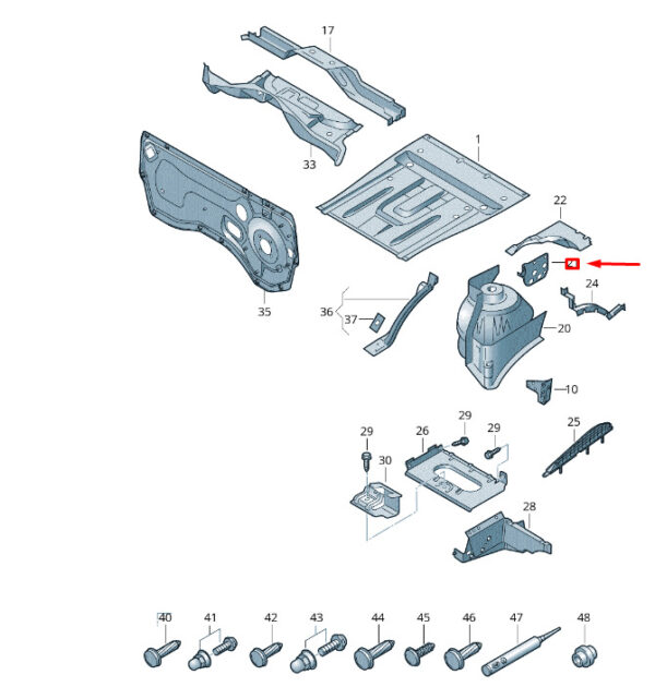 7H8803737 - NEW VW TRANSPORTER VI T6 FRONT LEFT LOWER PLATE REINFORCEMENT 7H8803737