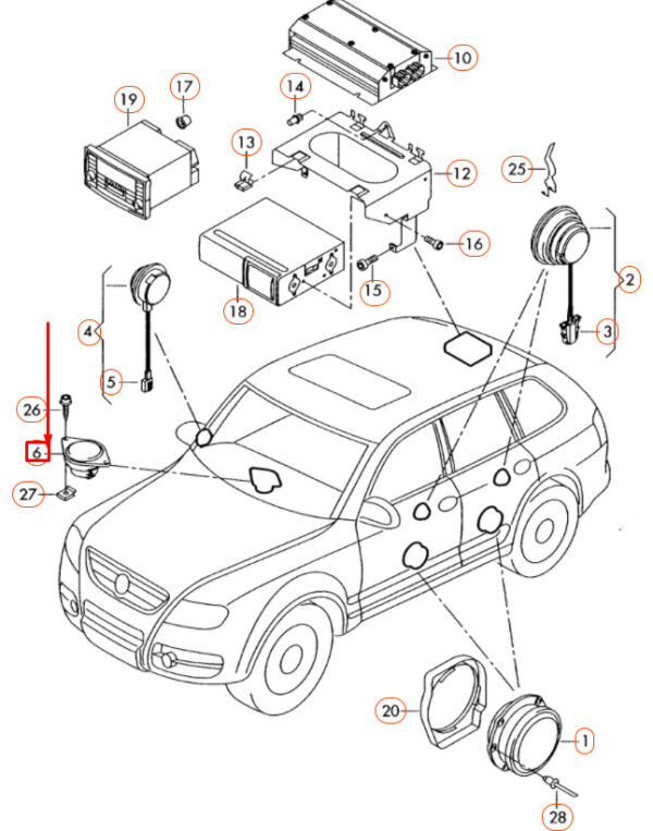 7L0035411A - NEW VOLKSWAGEN TOUAREG 7L MK1 CENTER DASHBOARD SOUND SPEAKER 7L0035411A ORIGINAL