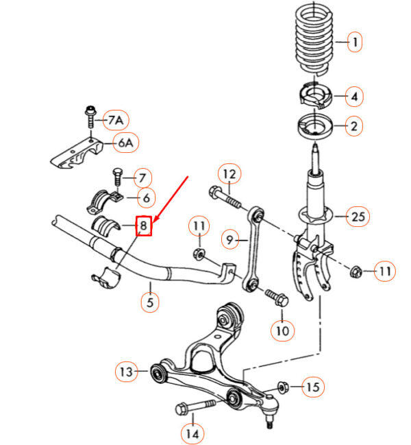 7L0411313H - NEW VOLKSWAGEN TOUAREG 7L MK1 FRONT STABILIZER SOCKET 7L0411313H ORIGINAL