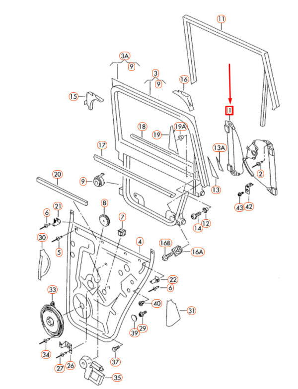 7L0839462D - NEW VW TOUAREG 7L MK1 REAR RIGHT DOOR WINDOW REGULATOR 7L0839462D ORIGINAL