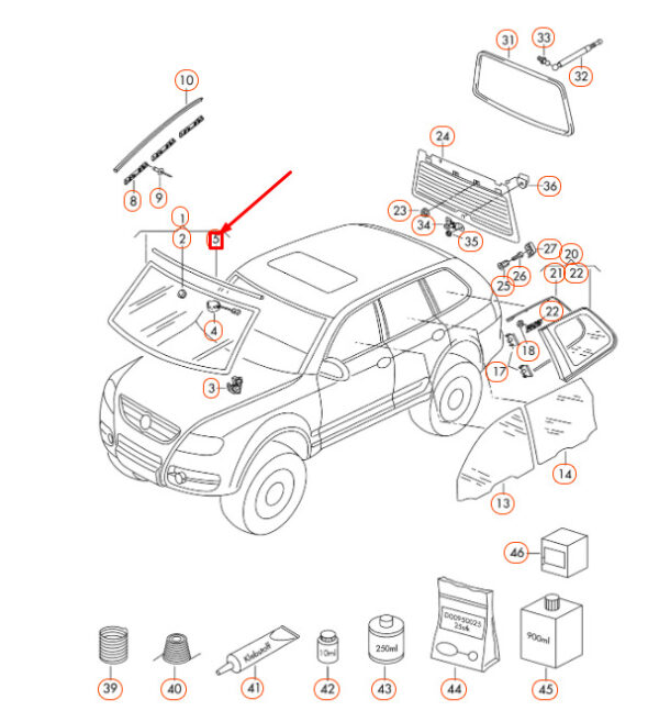 7L0845132 - NEW OEM VW TOUAREG 7L WINDSHIELD UPPER MOLDING COVER SECTION 7L0845132 GENUINE