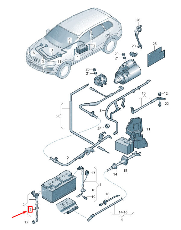 7L0941913C - NEW VW TOUAREG 7P MK2 BATTERY CABLE -GROMMET 7L0941913C ORIGINAL