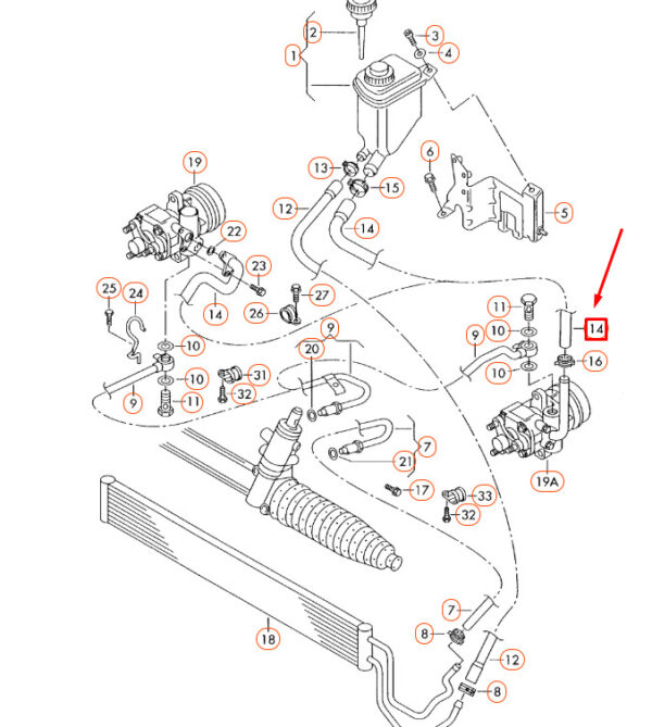 7L6422889AB - NEW VOLKSWAGEN TOUAREG 7L POWER STEERING INTAKE HOSE 7L6422889AB ORIGINAL