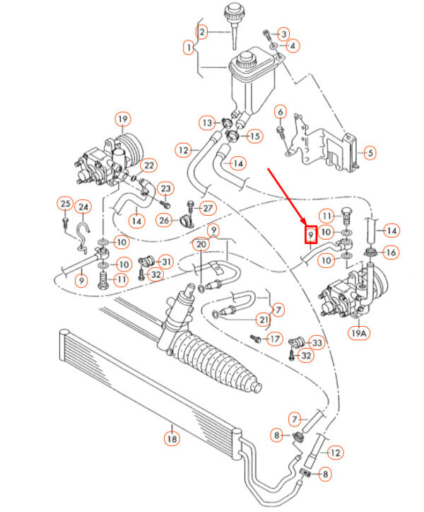 7L6422893AE - NEW VOLKSWAGEN TOUAREG 7L POWER STEERING HOSE LHD 7L6422893AE ORIGINAL