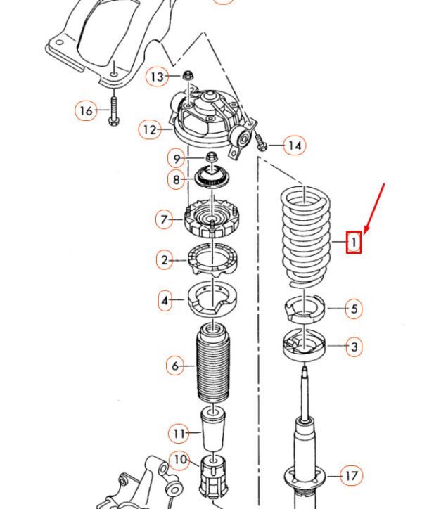 7L6511115F - NEW VOLKSWAGEN TOUAREG 7L REAR SCREW SPRING 7L65115F ORIGINAL