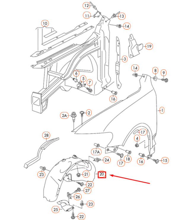 7L6809961L - NEW VOLKSWAGEN TOUAREG 7L FRONT LEFT WHEEL HOUSING LINER 7L6809961L ORIGINAL
