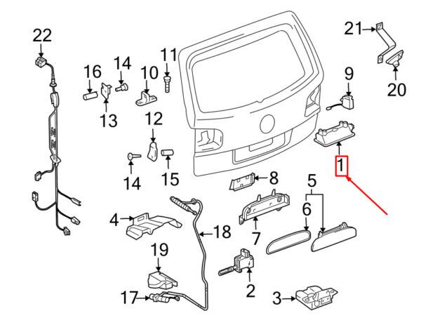 7L6827609 - NEW VW TOUAREG 7L REAR HATCH RELEASE HANDLE 7L6827609 ORIGINAL