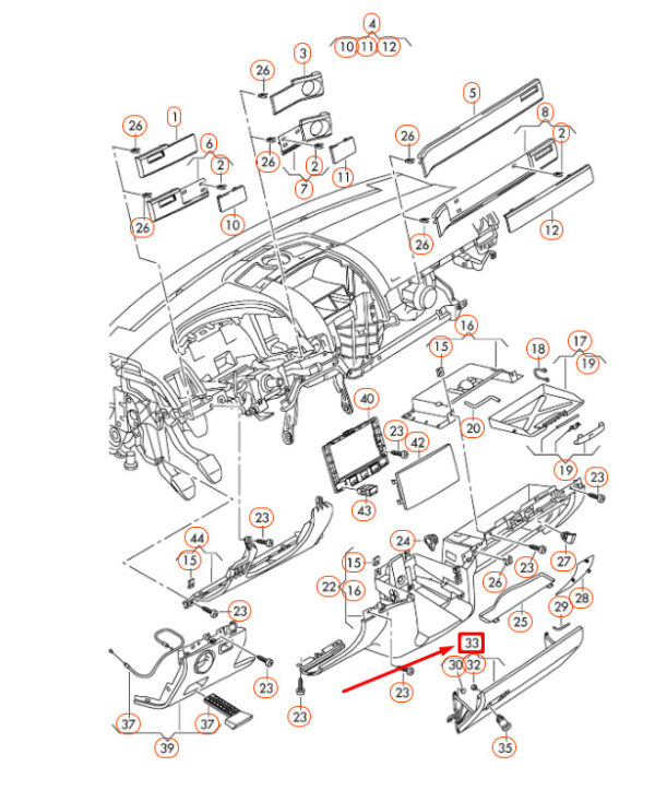 7L6857101P6C3 - NEW VOLKSWAGEN TOUAREG 7L GLOVE COMPARTMENT LID LHD 7L6857101P6C3 ORIGINAL