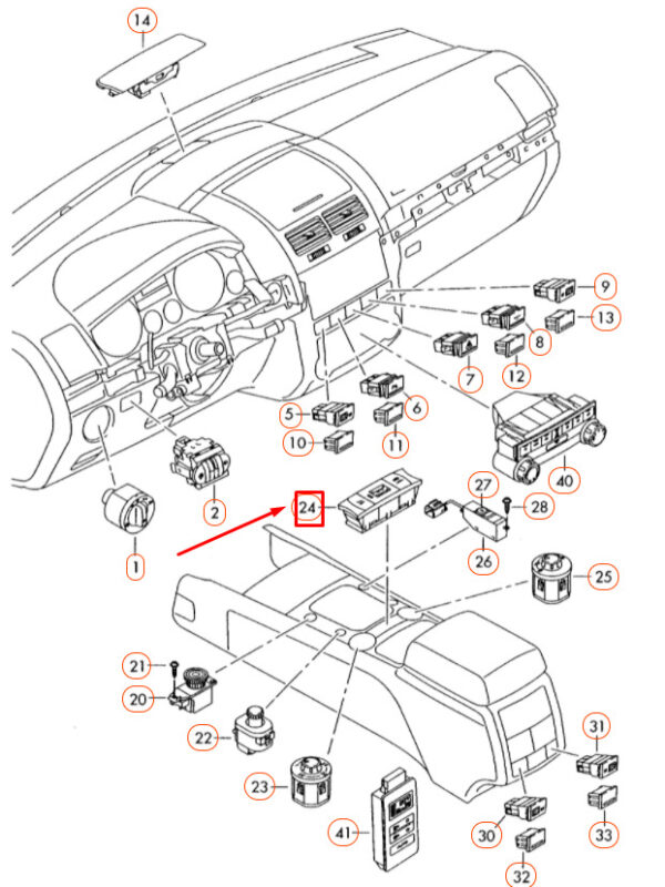 7L6927225M3X1 - NEW VOLKSWAGEN TOUAREG 7L MK1 CENTRAL CONSOLE ESP SWITCH 7L6927225M3X1 ORIGINAL