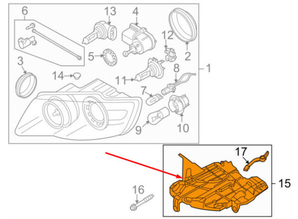 7L6941292 - VOLKSWAGEN TOUAREG 7L Right Headlight Bracket 7L6941292 NEW GENUINE 2008