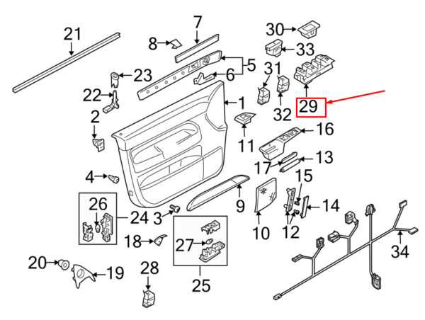 7L6959857E3X1 - NEW VW TOUAREG 7L FRONT LEFT DOOR WINDOW SWITCH 7L6959857E3X1 ORIGINAL