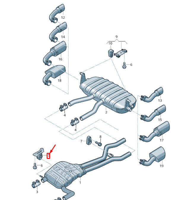 7L8253144B - NEW VW TOUAREG 7P MK2 EXHAUST FRONT SILENCER BRACKET 7L8253144B