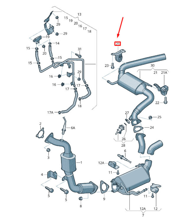 7L8253144C - NEW VW TOUAREG 7P MK2 EXHAUST PIPE WITH CATALYTIC BRACKET 7L8253144C