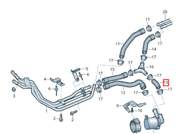 7LA819350A - NEW VOLKSWAGEN TRANSPORTER T6 COOLANT HOSE 7LA819350A ORIGINAL