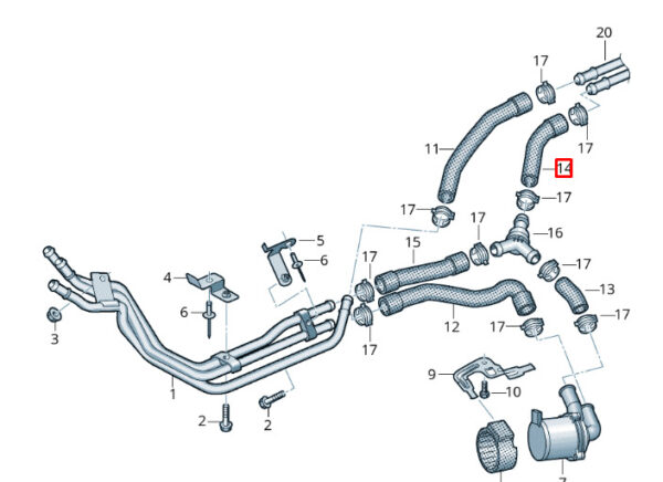 7LA819460A - NEW VOLKSWAGEN TRANSPORTER T6 ENGINE COOLANT HOSE 7LA819460A ORIGINAL