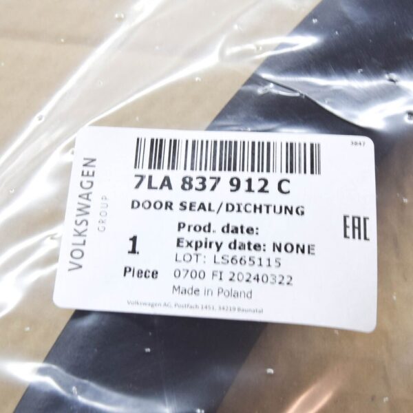 7LA837912C - Volkswagen MULTIVAN T7 interior door seal front right 7LA837912C NEW ORIGINAL