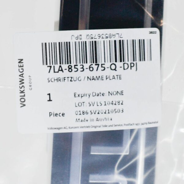 7LA853675Q - VW TRANSPORTER T6 Front Left Wing Side Badge 7LA853675QDPJ NEW GENUINE