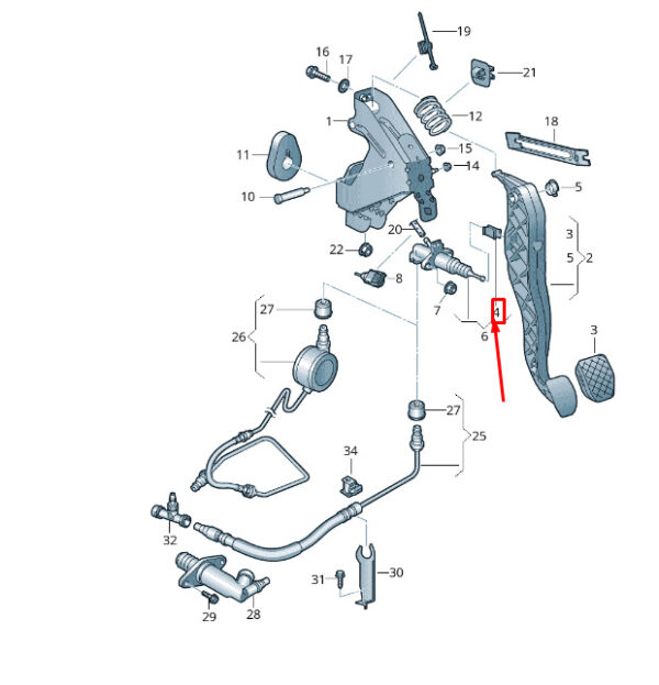 7M0721357 - NEW VW TRANSPORTER VI T6 CLUTCH PEDAL SUPPORT 7M0721357