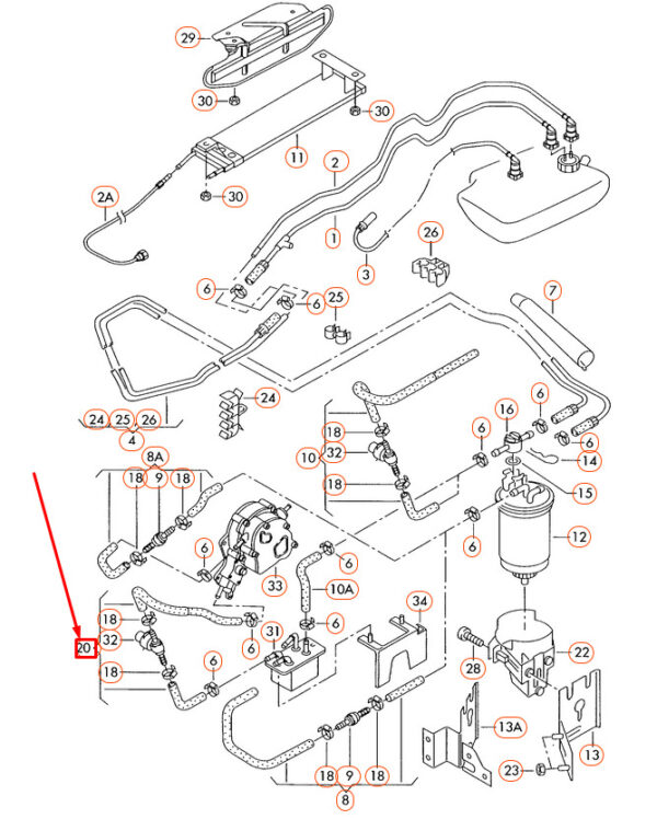 7M3133986G - NEW VOLKSWAGEN SHARAN 7M RETURN FUEL HOSE 7M3133986G ORIGINAL