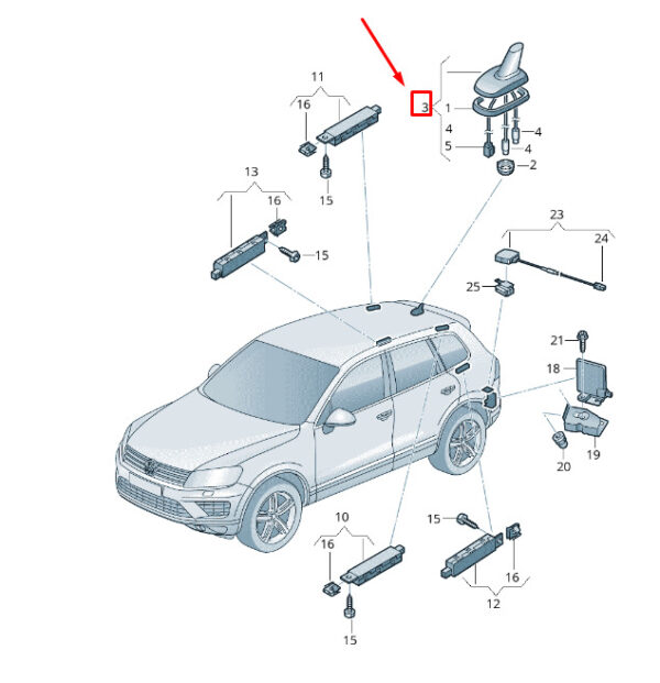 7N0035507 - NEW VW TOUAREG 7P MK2 ROOF ANTENNA 7N0035507