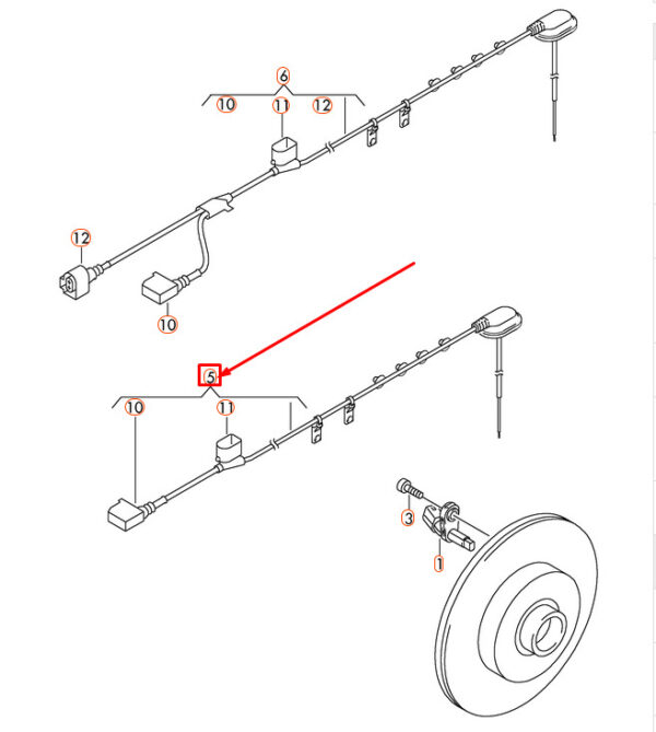 7N0927904AB - VW SHARAN 7N Rear Left Speed Sensor Wiring Harness 7N0927904AB NEW GENUINE