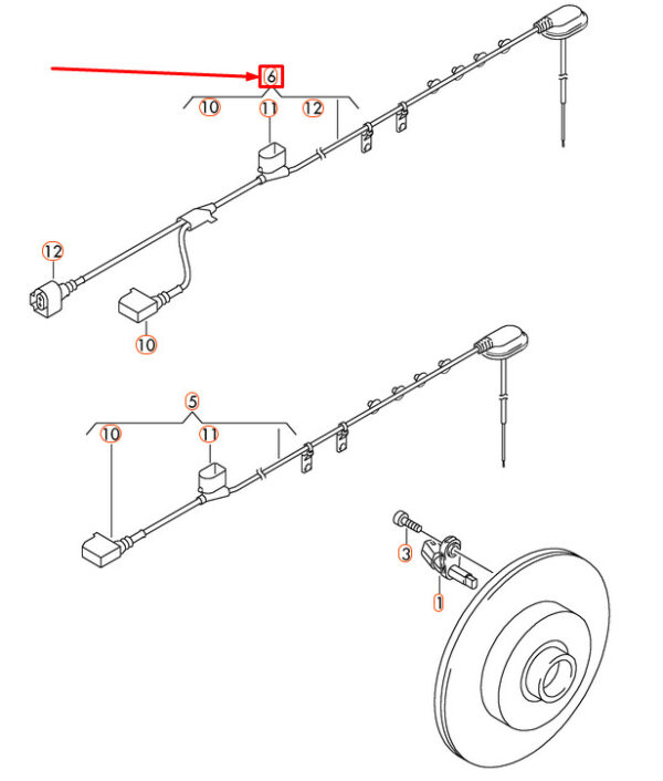 7N0927904AD - VW Sharan 7N Wiring Harness Speed Sensor Rear Left 7N0927904AD GENUINE