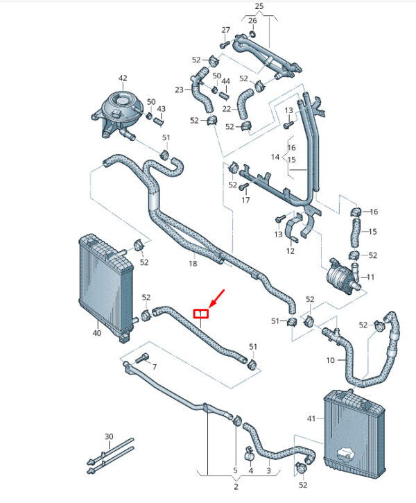 7P0121051E - New VW TOUAREG 7P MK2 Coolant Hose 7P0121051E