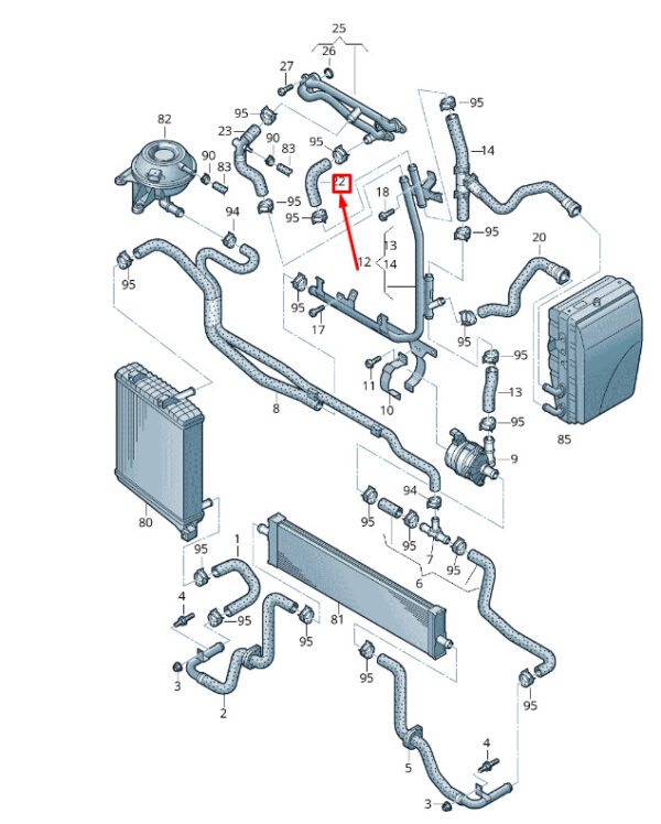 7P0121101C - New VW TOUAREG 7P MK2 Feed Coolant Hose 7P0121101C