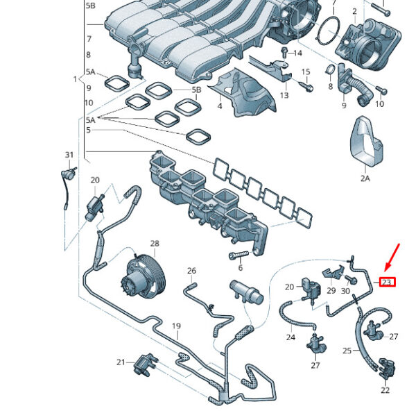 7P0133782 - VW Touareg 7P MK2 vacuum hose 7P0133782 NEW ORIGINAL