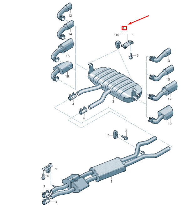 7P0253144 - NEW VW TOUAREG 7P MK2 EXHAUST REAR SILENCER BRACKET 7P0253144