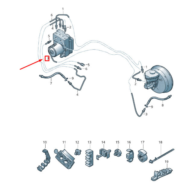 7P0614721D - VW Touareg 7P MK2 hydraulic system for junction brake line 7P0614721D NEW