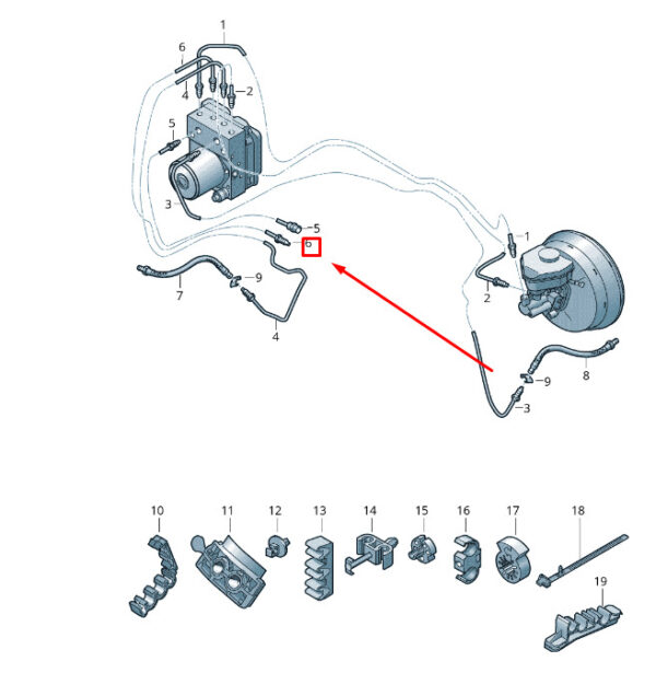 7P0614729C - NEW VW TOUAREG 7P HYDRAULICS TO SEPARATION POINT BRAKE PIPE 7P0614729C