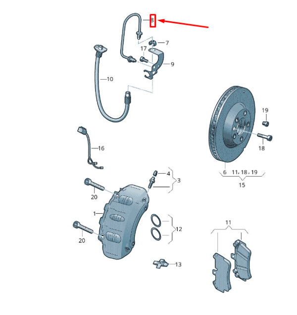 7P0614771A - NEW VW TOUAREG 7P MK2 REAR LEFT BRAKE TRAVEL 7P0614771A ORIGINAL