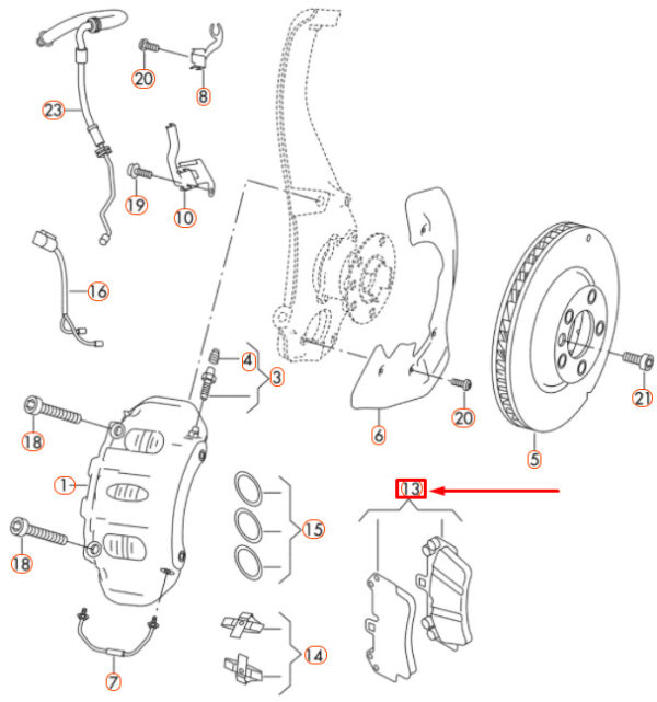 7P0698151D - New VOLKSWAGEN TOUAREG 7P MK2 FRONT BRAKE PADS SET 7P0698151D GENUINE