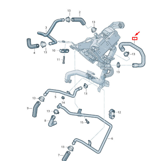 7P0815374 - NEW VW TOUAREG 7P MK2 FEED COOLANT HOSE 7P0815374 ORIGINAL