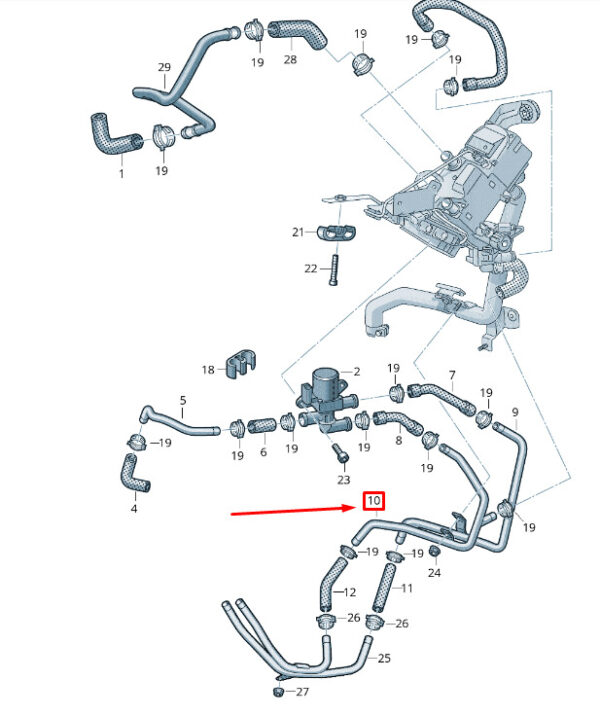 7P0819888A - NEW VW TOUAREG 7P MK2 COOLING HOSE PIPE 7P0819888A ORIGINAL