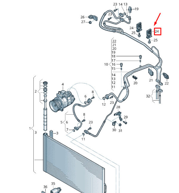 7P0820055B - VW Touareg 7P MK2 refrigerant line clip LHD 7P0820055B NEW ORIGINAL
