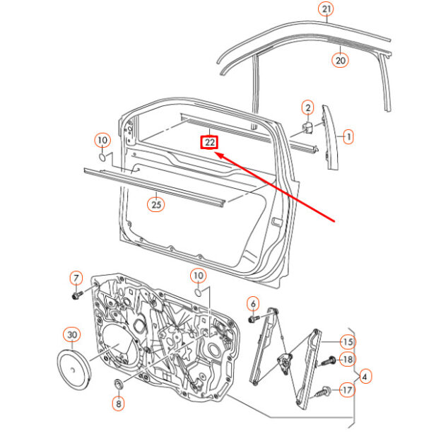 7P0837475H7Z7 - NEW VW TOUAREG 7P FRONT LEFT WINDOW OUTER APERTURE SEAL 7P0837475H7Z7 ORIGINAL